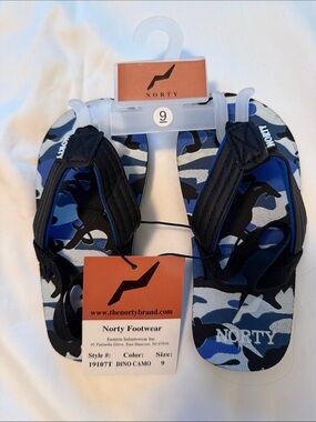 NOR Blue Camo Toddler Flip Flops with Black Straps